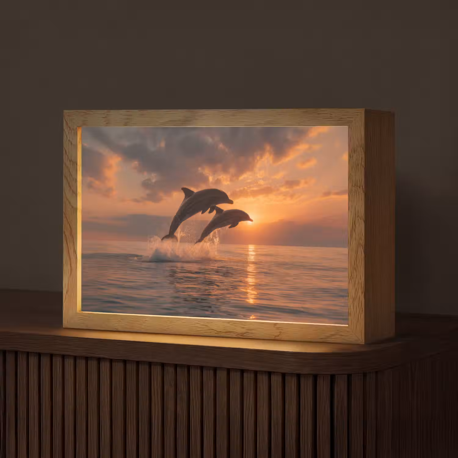 Dolfijnen - Zee - Realistisch Light Box met kabel (Tafellamp) klein -z3d_website