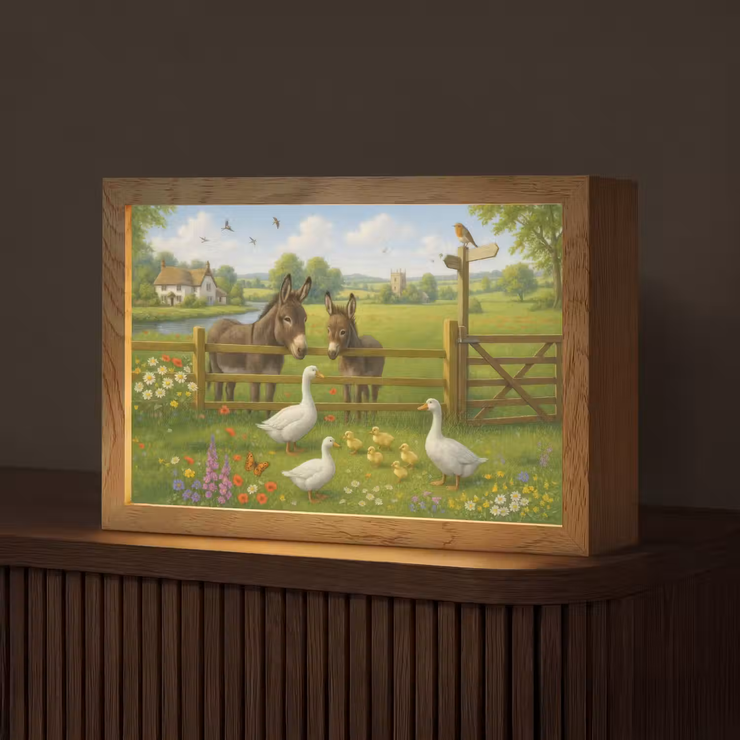 Ezels - Ganzen - Kleurrijk Light Box met kabel (Tafellamp) klein -z3d_website