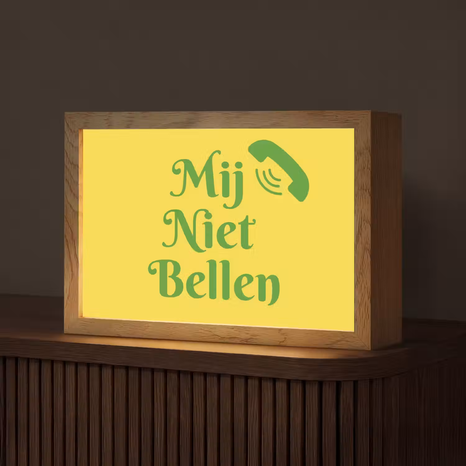 Mij niet bellen - Telefoon - Geel Light Box met kabel (Tafellamp) klein -z3d_website