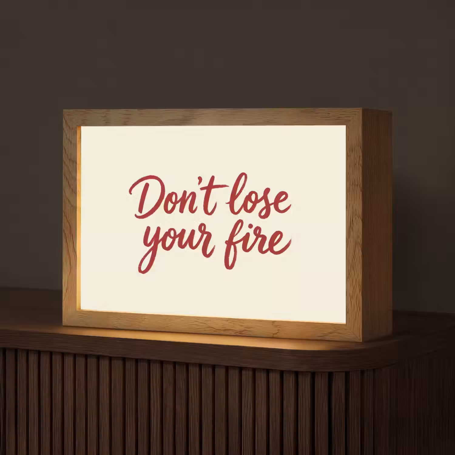 Don't lose your fire - Rood - Wit - Minimalistisch Light Box met kabel (Tafellamp) klein -z3d_website