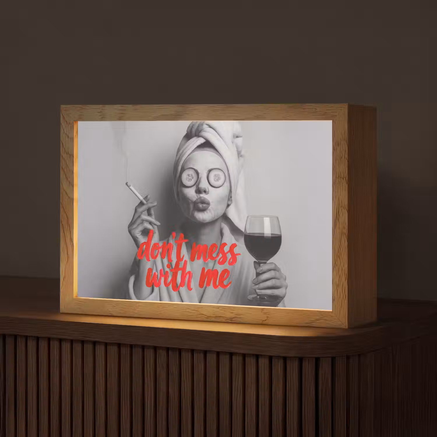Don't mess with me - Wijn - Vrouw - Sigaret Light Box met kabel (Tafellamp) klein -z3d_website