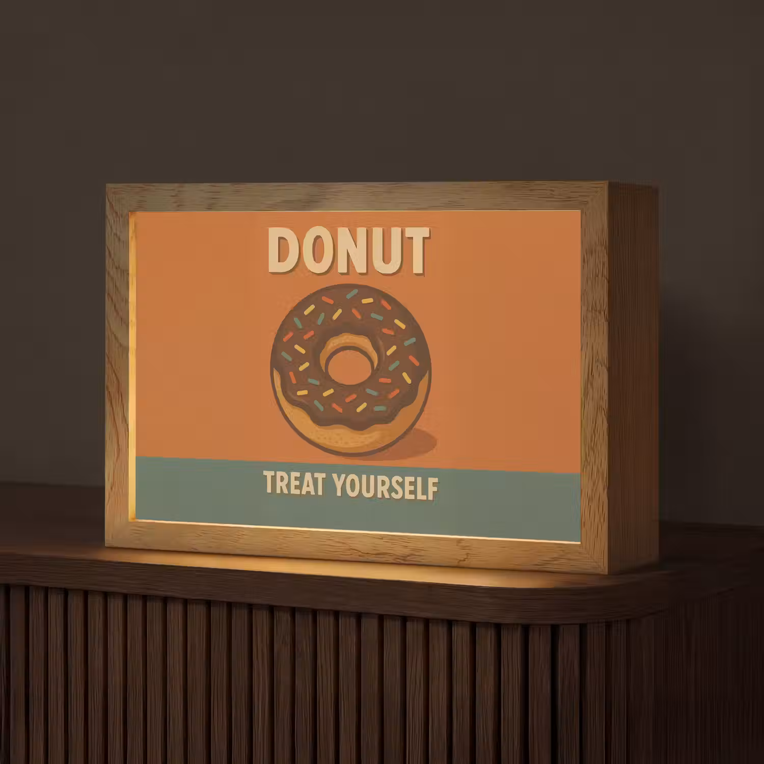 Donut - Spikkels - Kleurrijk - Quote Light Box met kabel (Tafellamp) klein -z3d_website