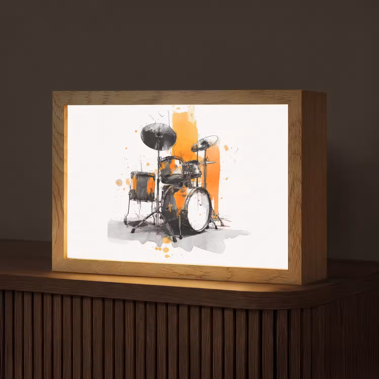 Drumstel - Oranje - Zwart - Aquarelverf Light Box met kabel (Tafellamp) klein -z3d_website