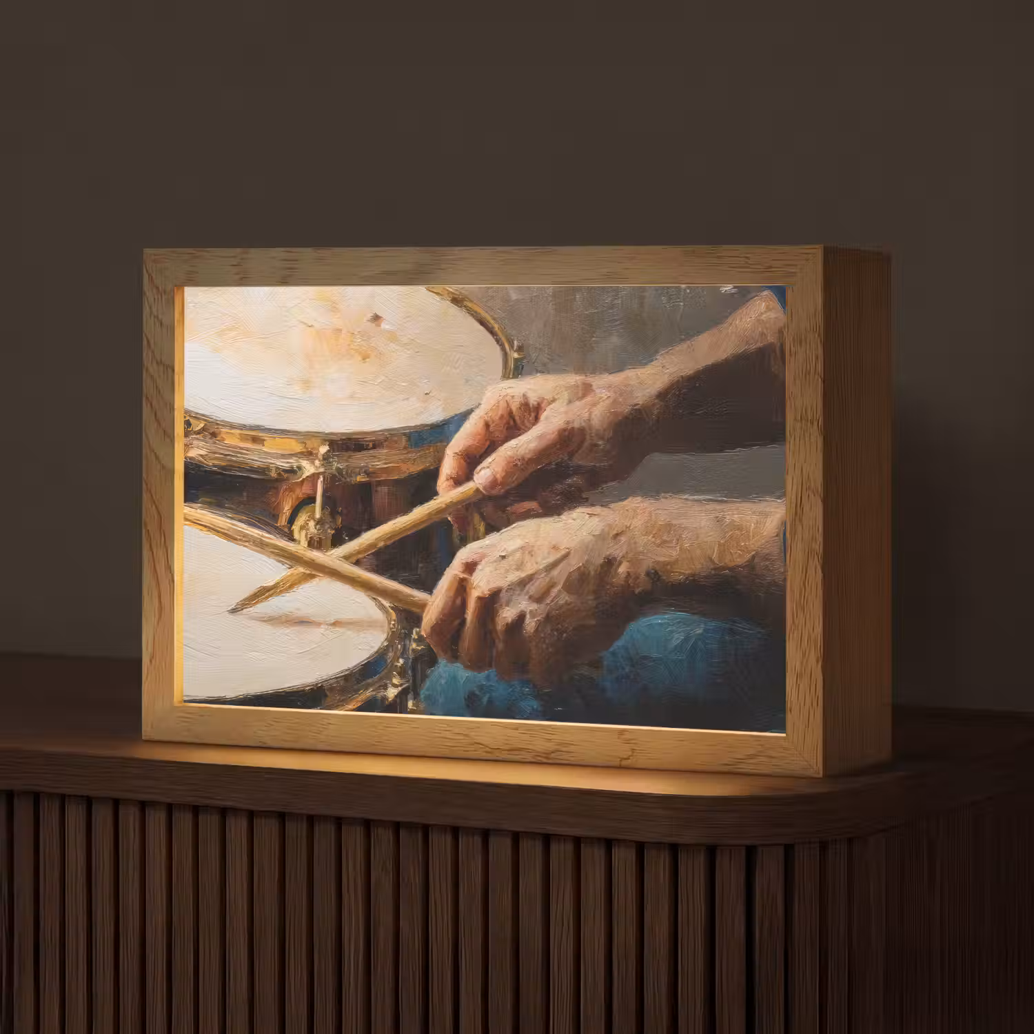 Drumstokken - Olieverf - Man Light Box met kabel (Tafellamp) klein -z3d_website