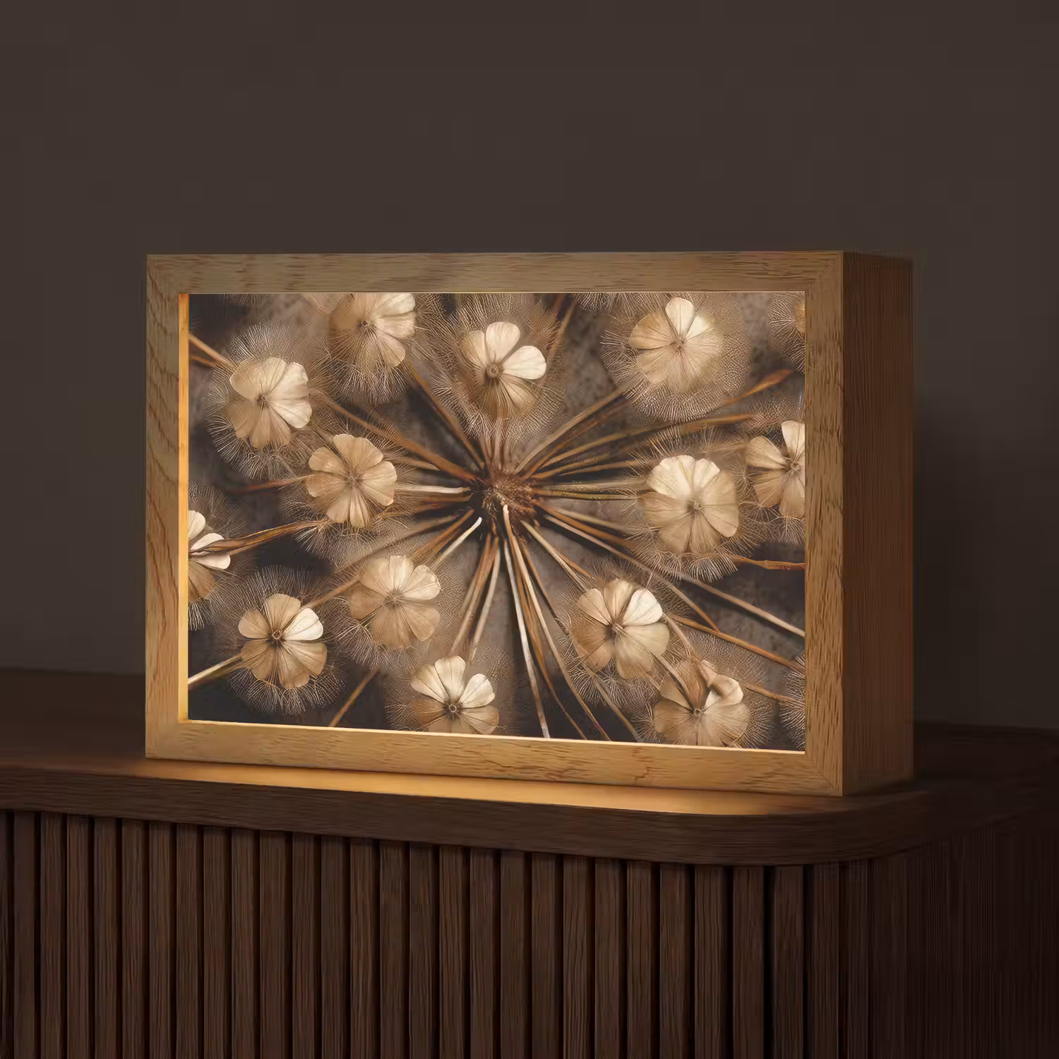Droogbloemen - Bruin - Natuur Light Box met kabel (Tafellamp) klein -z3d_website