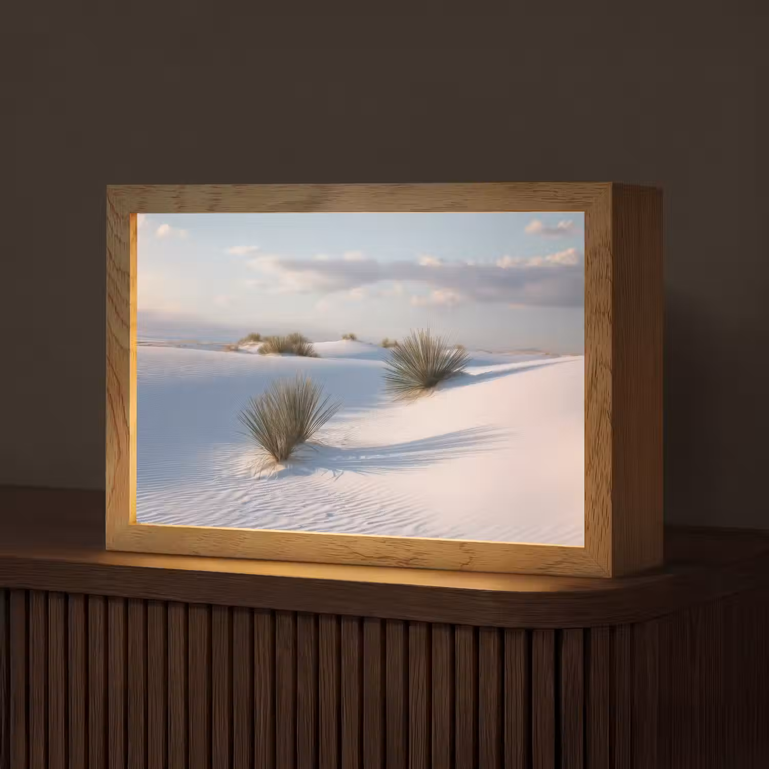Duinen - Gras - Wolken - Beige Light Box met kabel (Tafellamp) klein -z3d_website