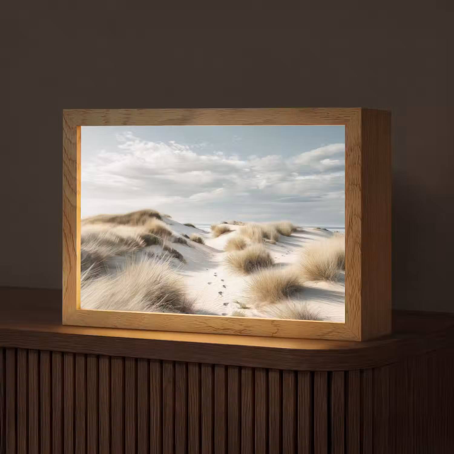 Duinen - Gras - Sporen - Wolken Light Box met kabel (Tafellamp) klein -z3d_website
