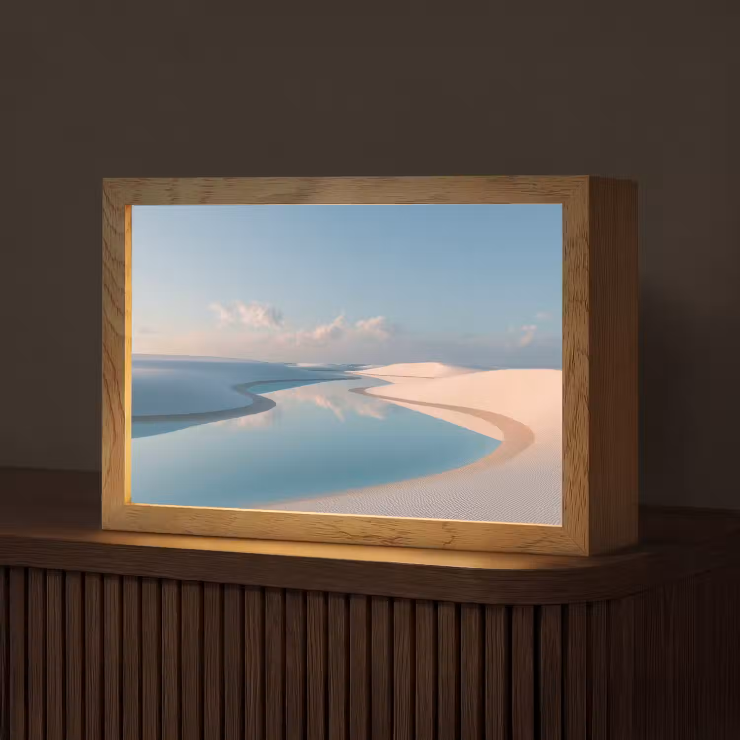 Duinen - Waterplas - Oneindige rust Light Box met kabel (Tafellamp) klein -z3d_website