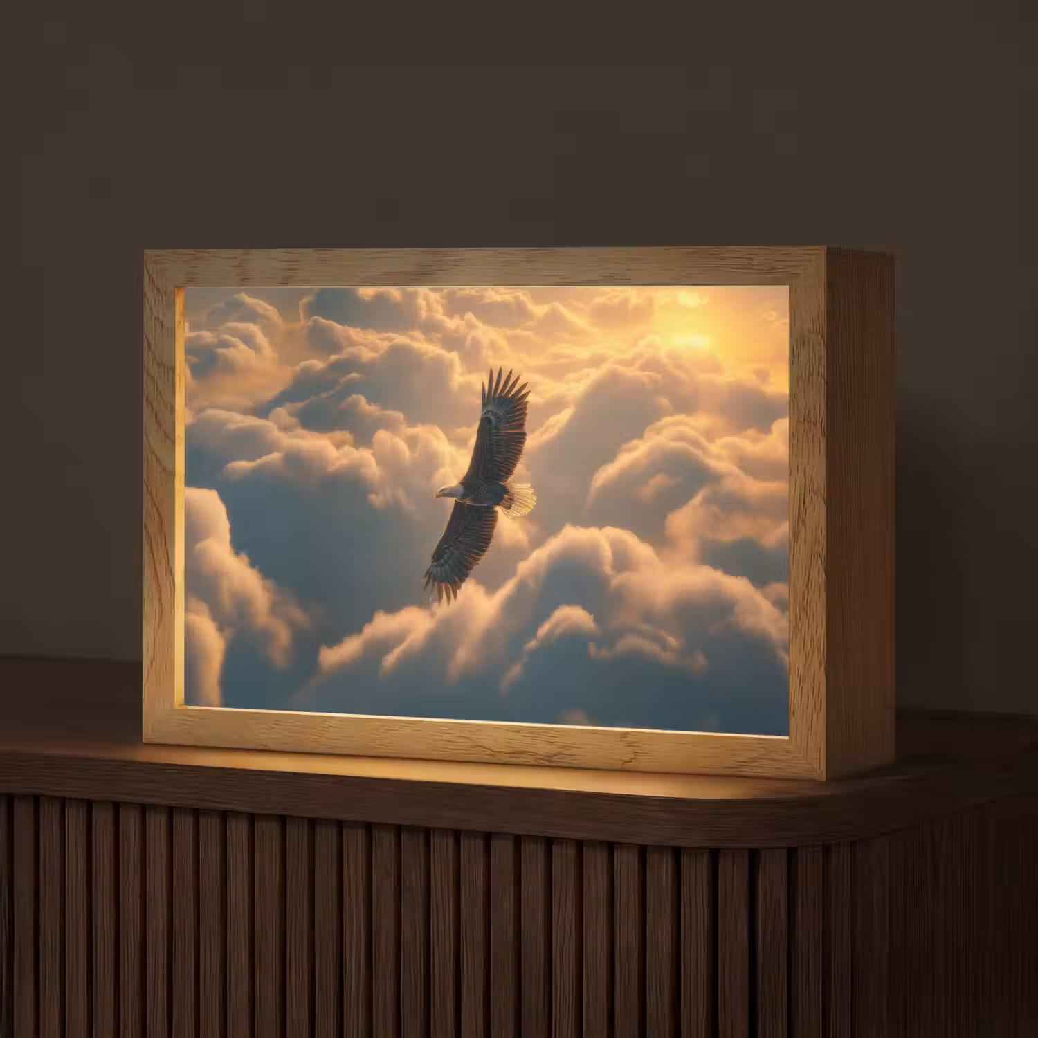 Adelaar - Wolken - Zon Light Box met kabel (Tafellamp) klein -z3d_website