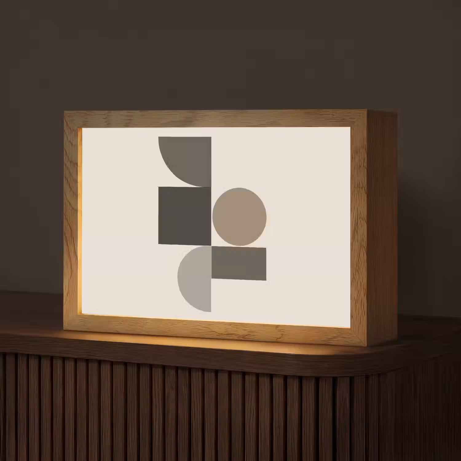 Aardetinten - Abstracte compositie - Eenvoudige vormen Light Box met kabel (Tafellamp) klein -z3d_website