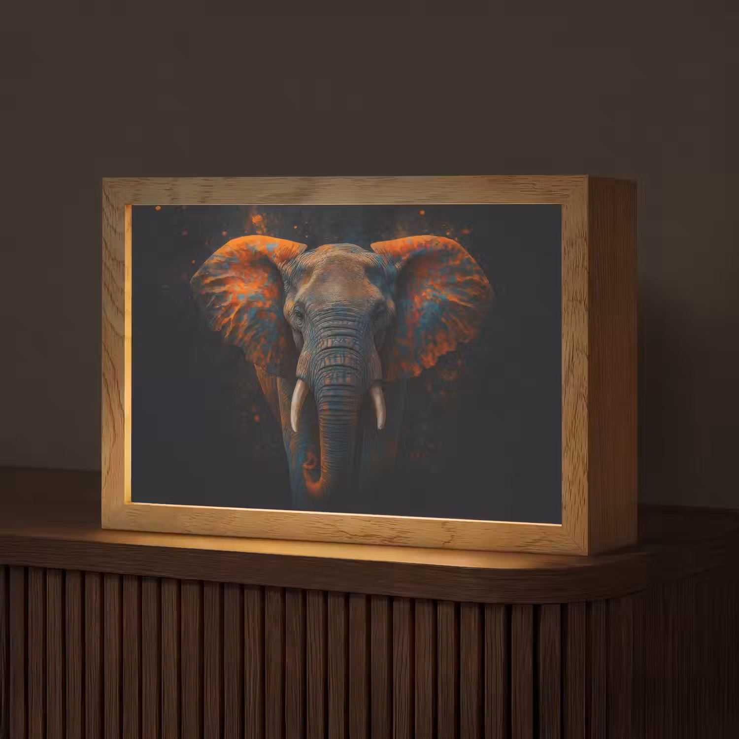 Olifant - Oranje - Oren Light Box met kabel (Tafellamp) klein -z3d_website