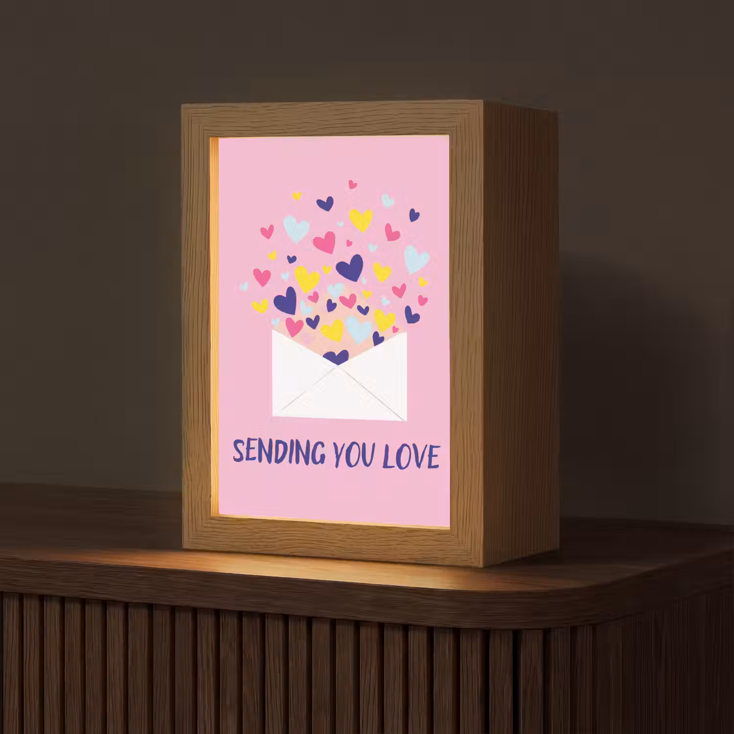 Envelop - Love - Hartjes - Valentijn Light Box met kabel (Tafellamp) klein -z3d_website
