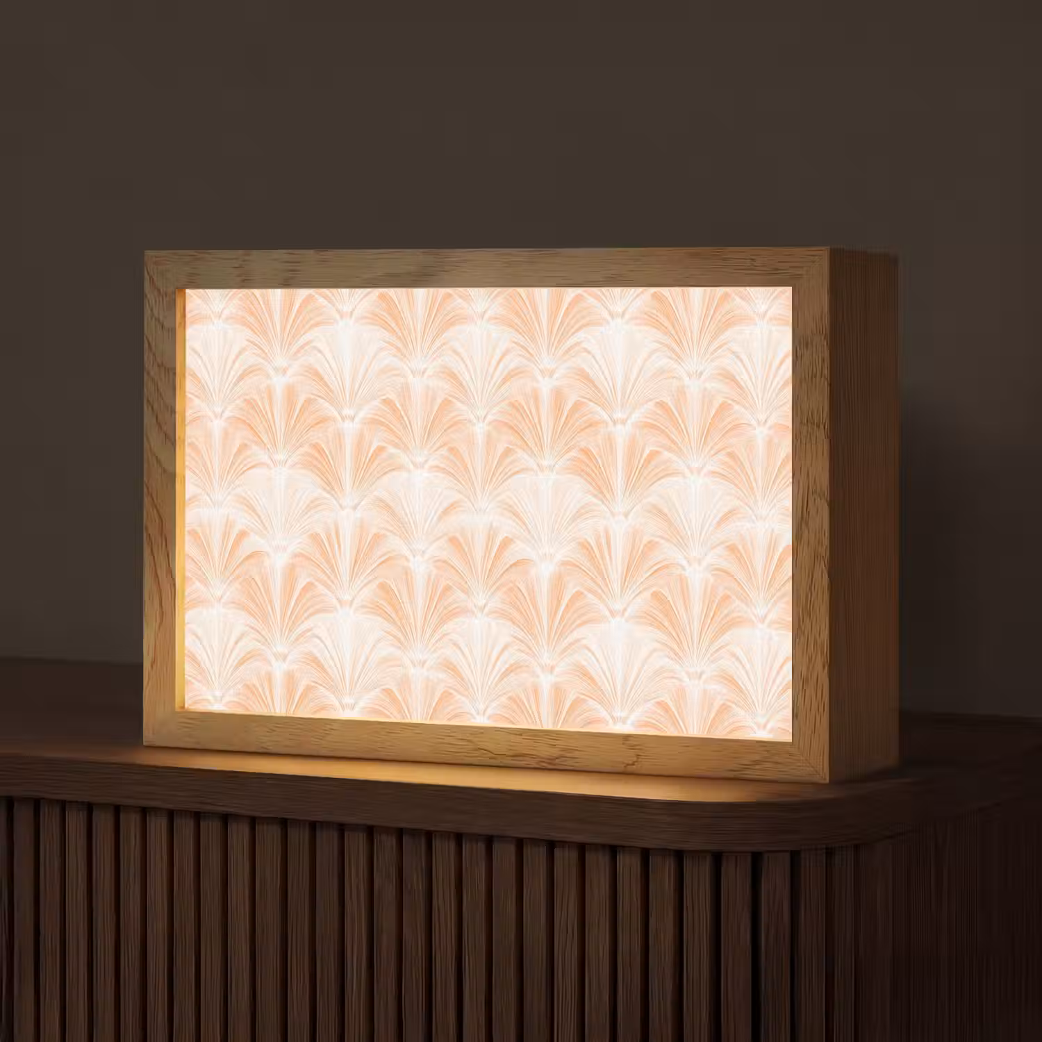 Waaier - Patroon - Perzik Light Box met kabel (Tafellamp) klein 924 -z3d_website