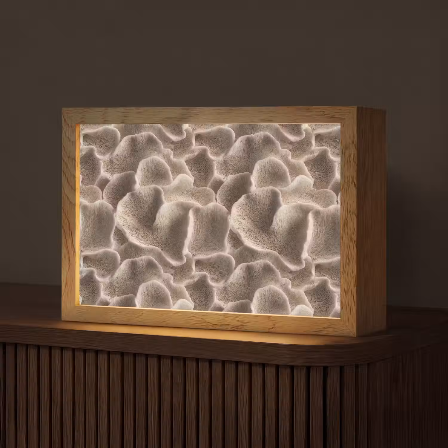 Waaiervorm - Beige - Vezel textuur Light Box met kabel (Tafellamp) klein 924 -z3d_website