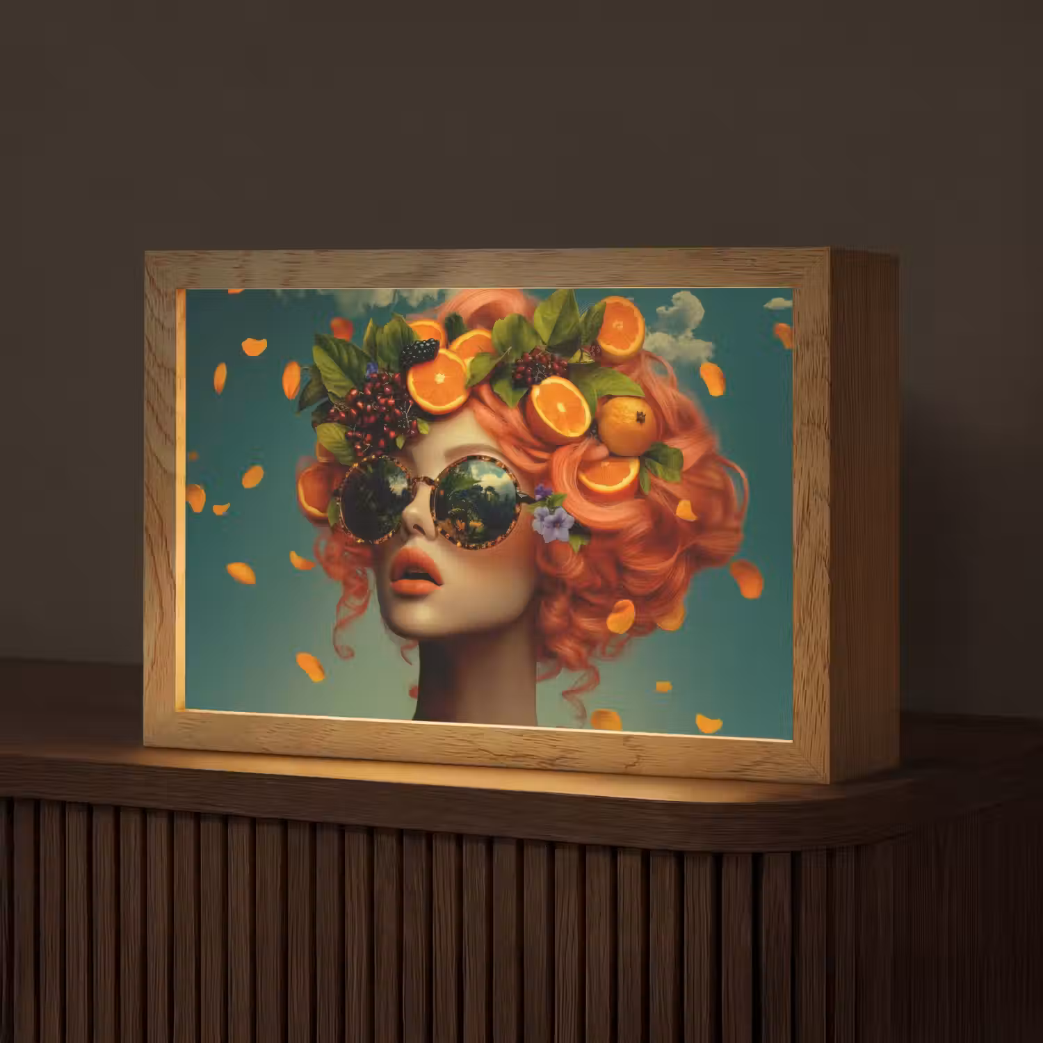 Vrouw - Sinaasappel - Bessen - Oranje Light Box met kabel (Tafellamp) klein -z3d_website