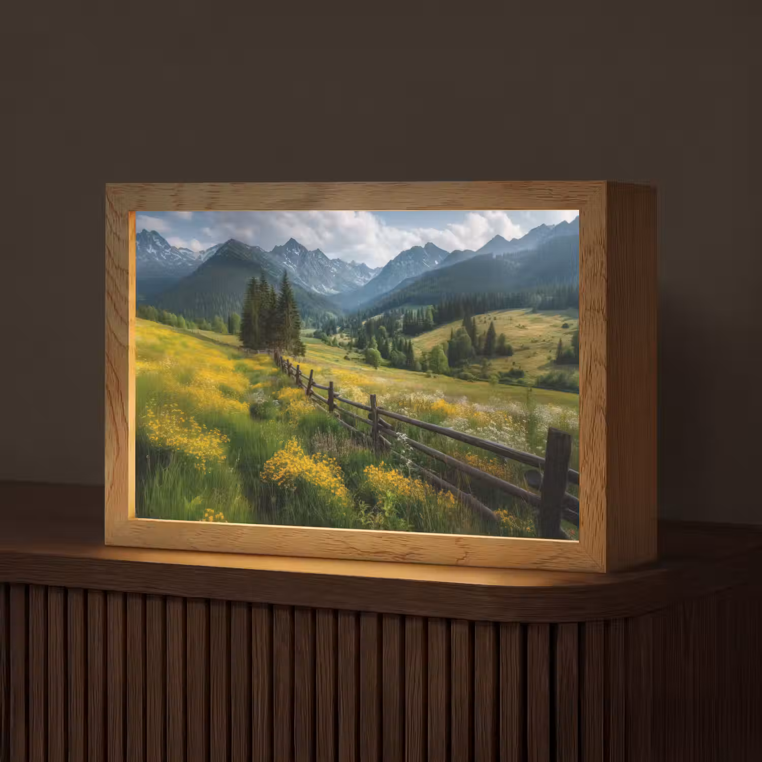 Veld - Hek - Bergen - Bloemen Light Box met kabel (Tafellamp) klein -z3d_website