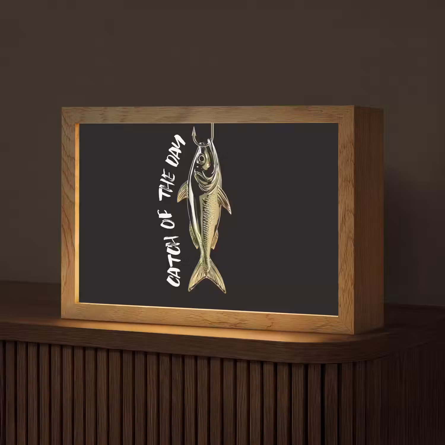Vis - Zwart - Goud - Tekst Light Box met kabel (Tafellamp) klein -z3d_website