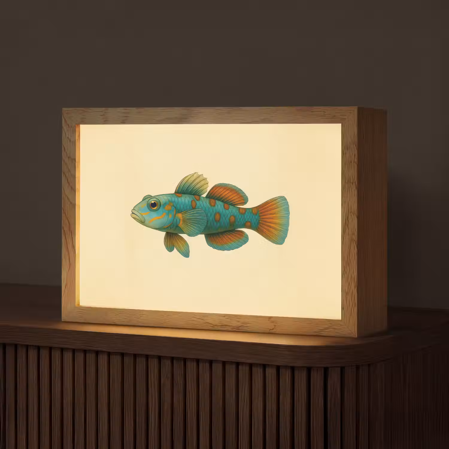 Vis - Blauw - Stippen - Schubben Light Box met kabel (Tafellamp) klein -z3d_website