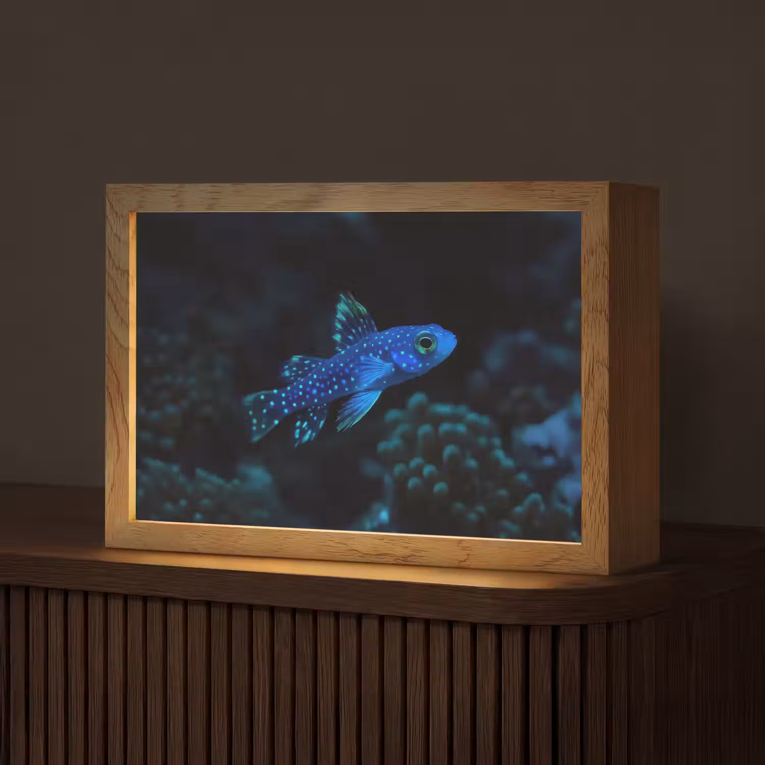 Vis - Stippen - Koraal - Blauw Light Box met kabel (Tafellamp) klein -z3d_website