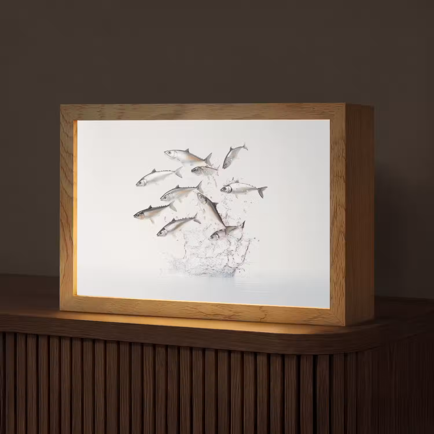 Vissen - Water - Wit Light Box met kabel (Tafellamp) klein -z3d_website