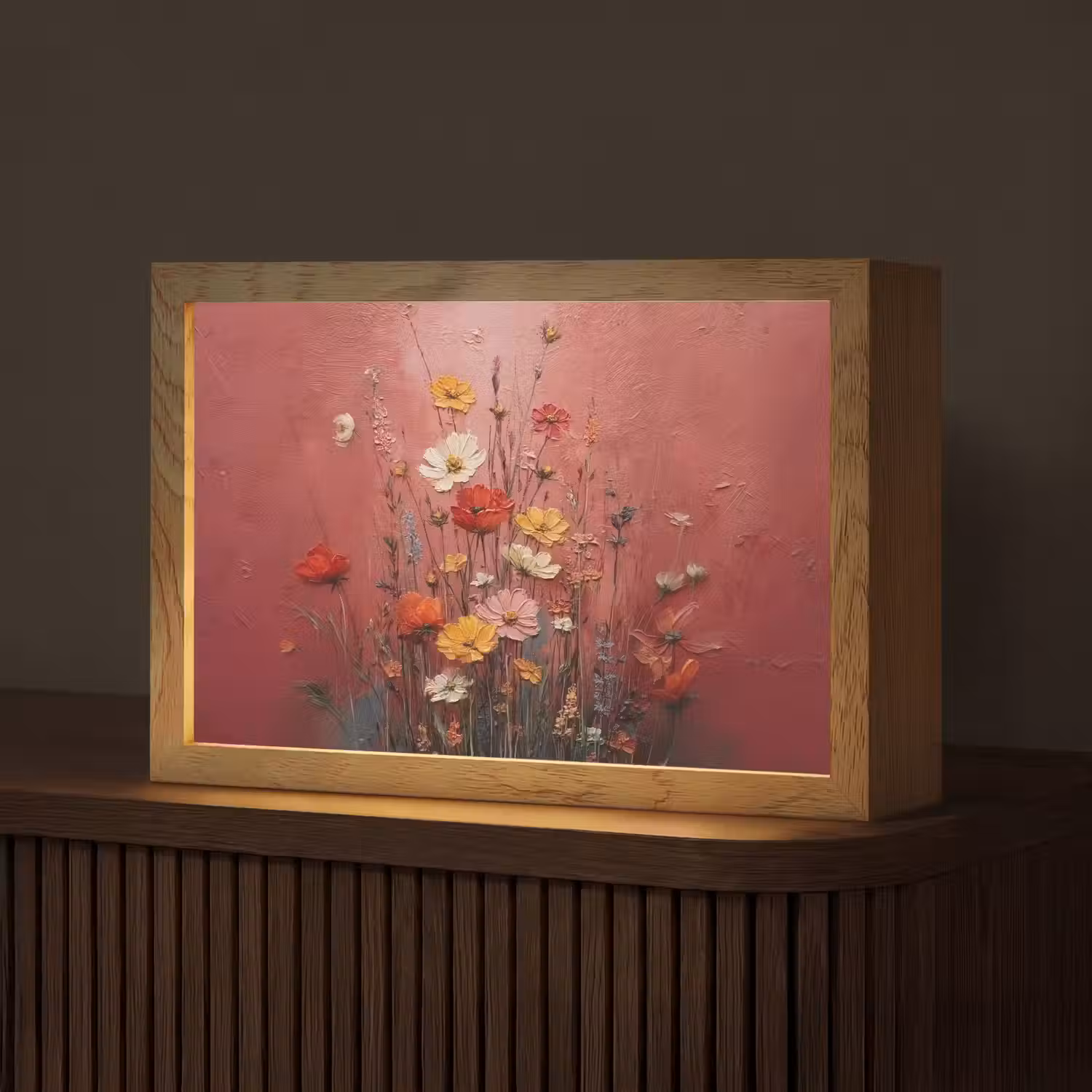 Bloemenboeket - Diepte - Tastbare textuur Light Box met kabel (Tafellamp) klein -z3d_website