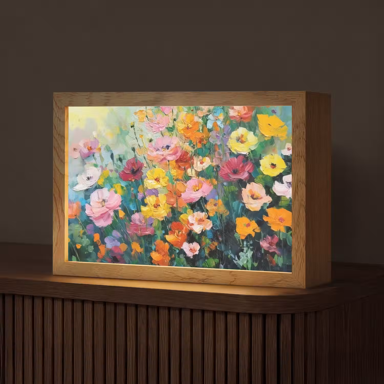 Bloemen explosie - Heldere kleuren - Vrolijk Light Box met kabel (Tafellamp) klein -z3d_website