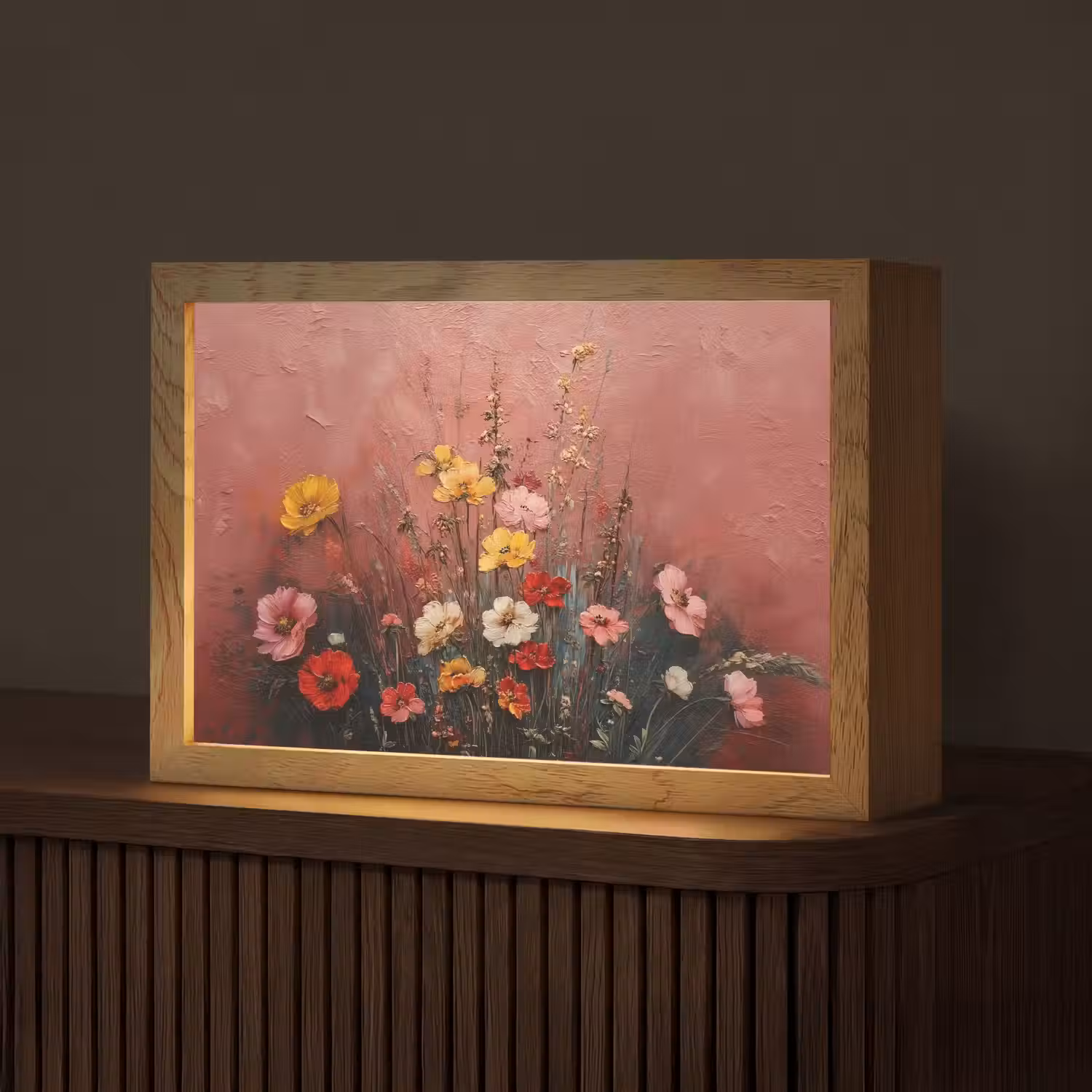 Bloemenboeket - Fijne details - Roze Light Box met kabel (Tafellamp) klein -z3d_website