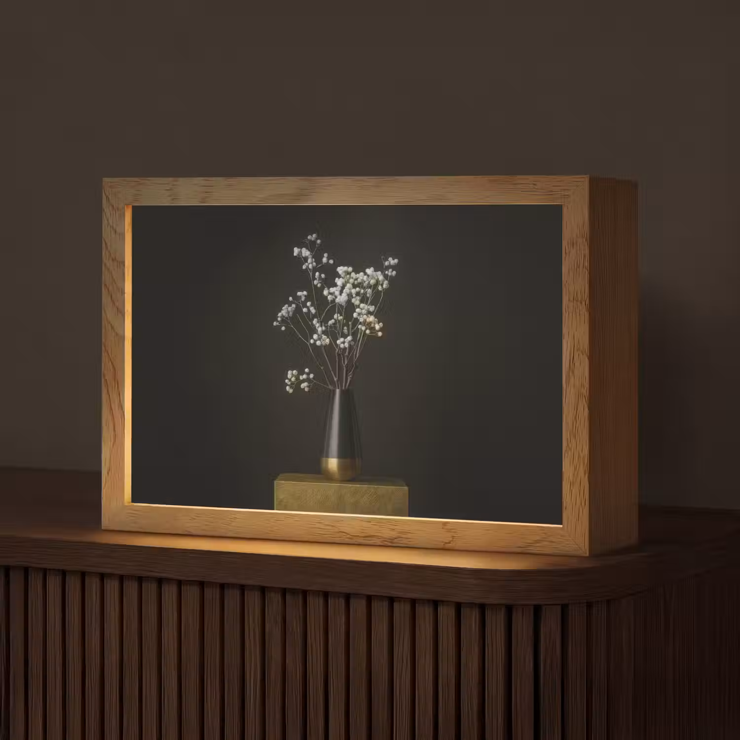 Bloembollen - Wit - Vaas - Minimalistisch Light Box met kabel (Tafellamp) klein -z3d_website