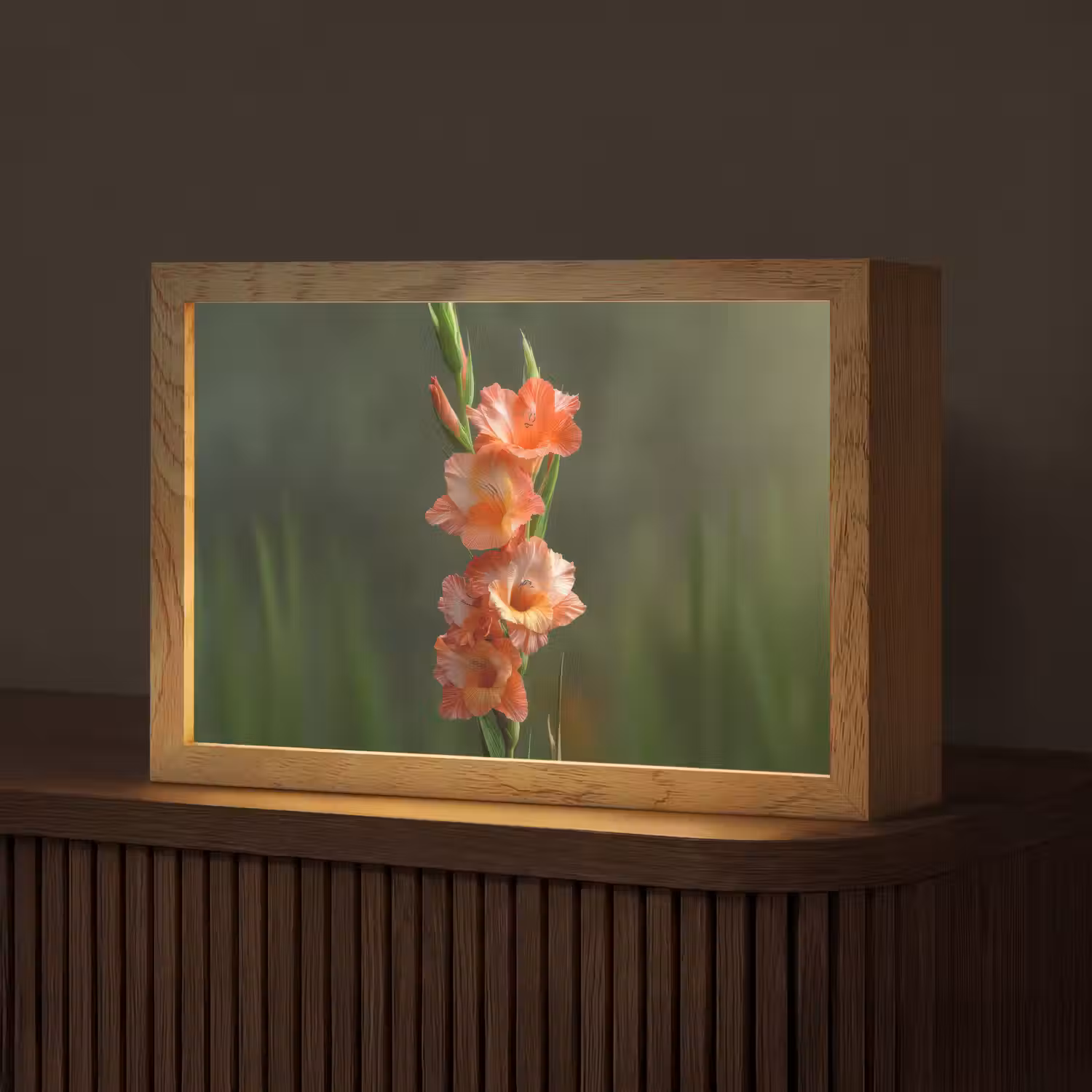 Bloem - Gladiolen - Zalmroze Light Box met kabel (Tafellamp) klein -z3d_website