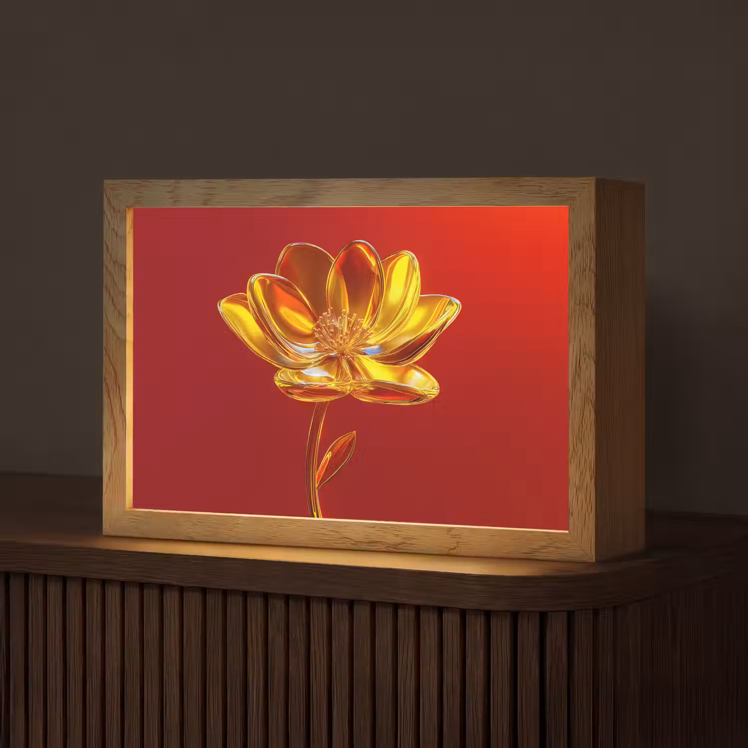 Bloem - Goud - Glazen Light Box met kabel (Tafellamp) klein -z3d_website