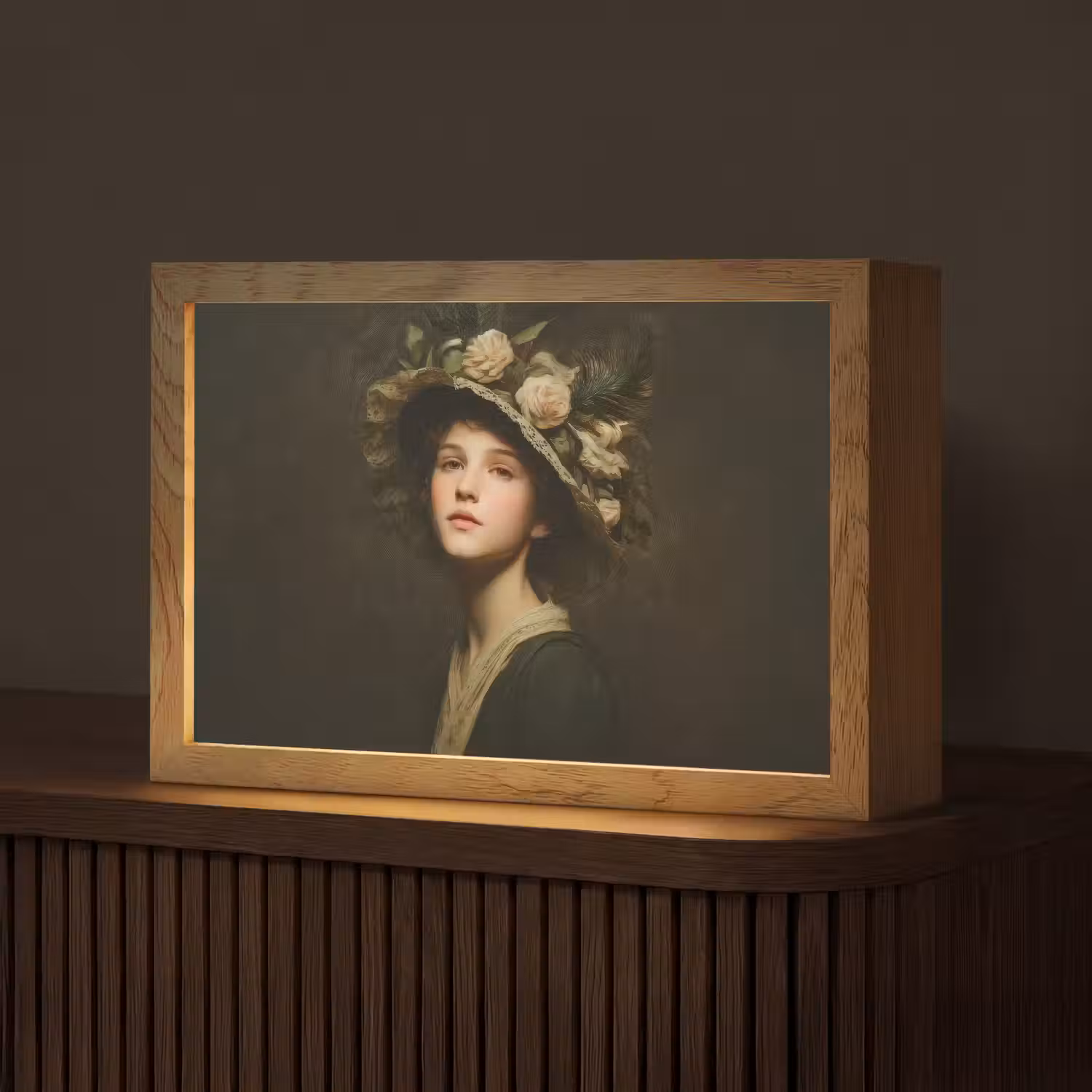 Bloemenhoed - Portret - Vrouw Light Box met kabel (Tafellamp) klein -z3d_website