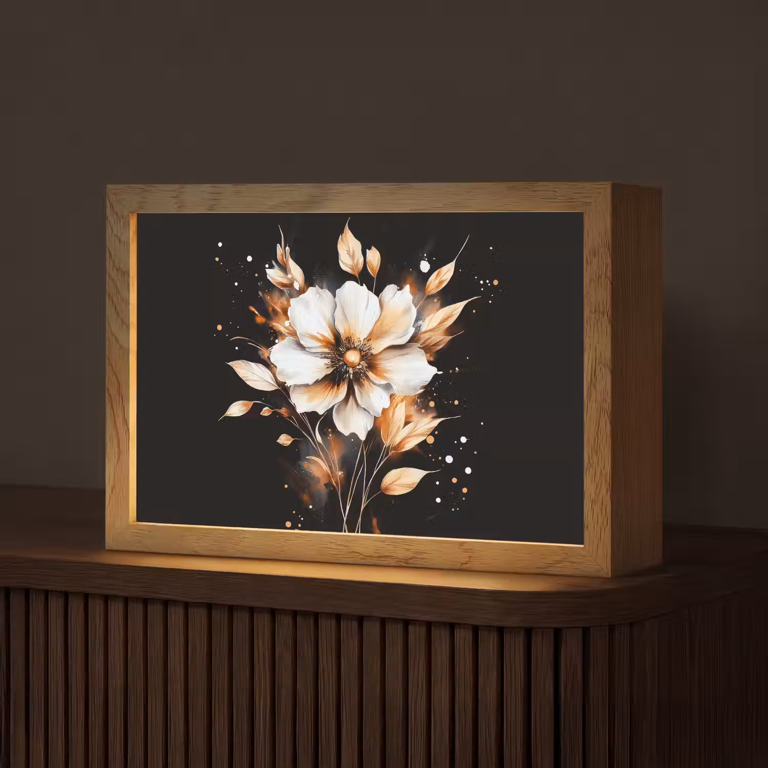 Bloem - Verf - Goud - Graffiti - Modern Light Box met kabel (Tafellamp) klein -z3d_website