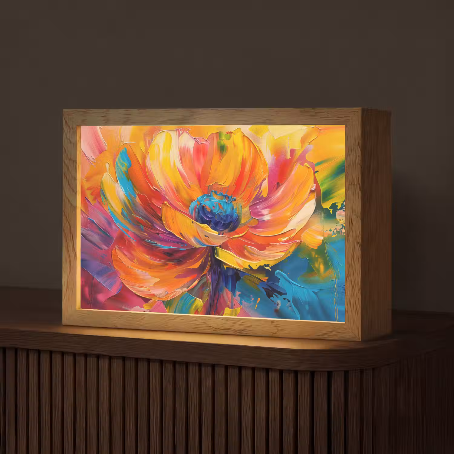 Bloem - Verflook - Modern - Abstract - Kleuren Light Box met kabel (Tafellamp) klein -z3d_website