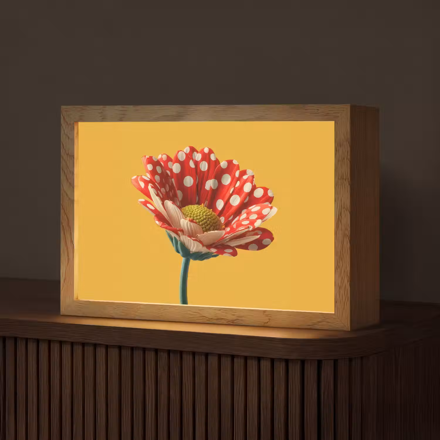 Bloem - Rood - Stippen Light Box met kabel (Tafellamp) klein -z3d_website