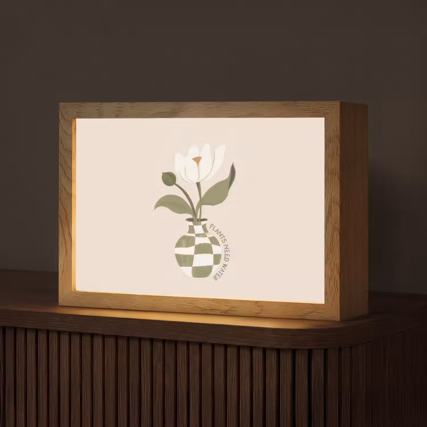 Bloem - Wit - Vaas - Quote Light Box met kabel (Tafellamp) klein -z3d_website