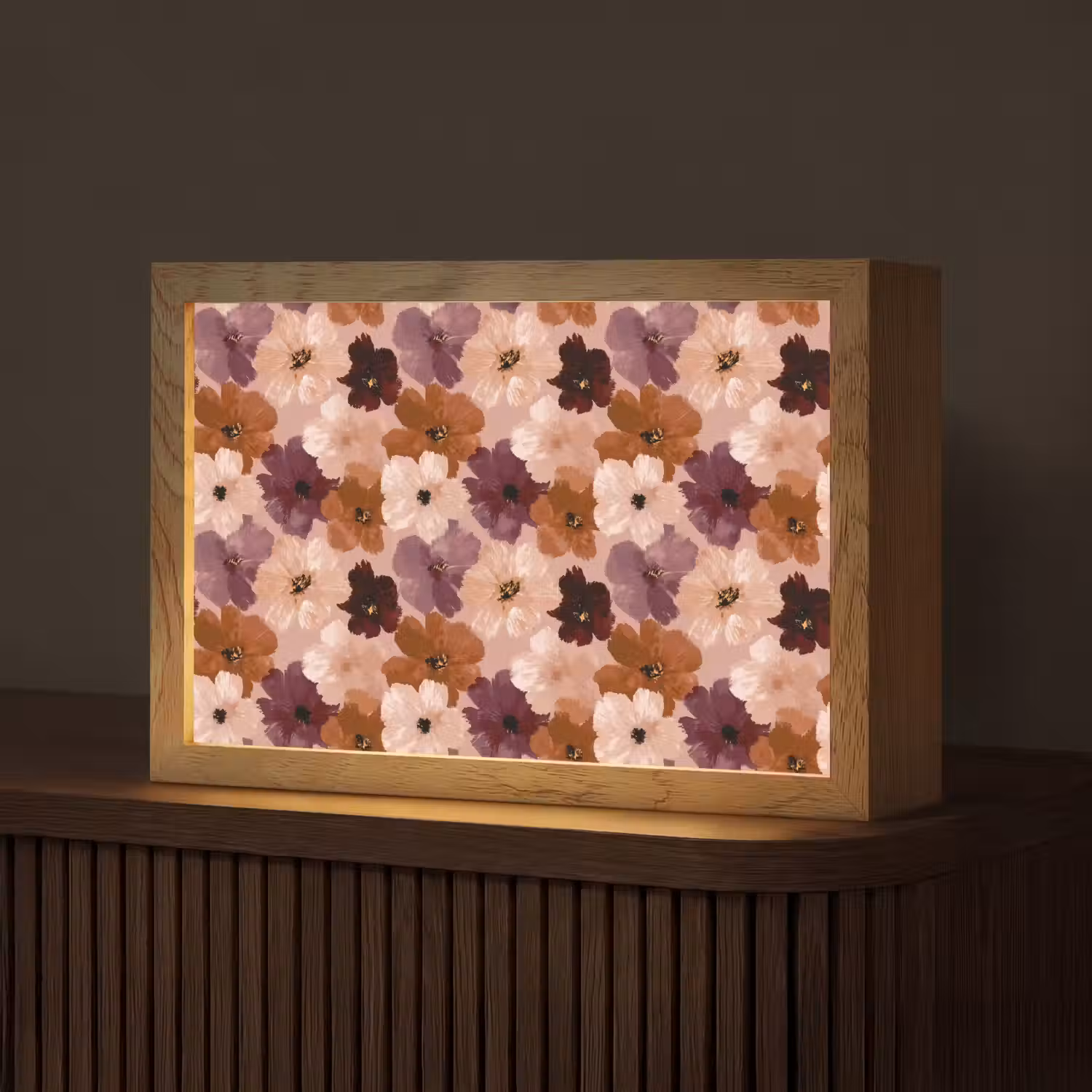 Bloemen - Abstract - Aardetinten Light Box met kabel (Tafellamp) klein 924 -z3d_website