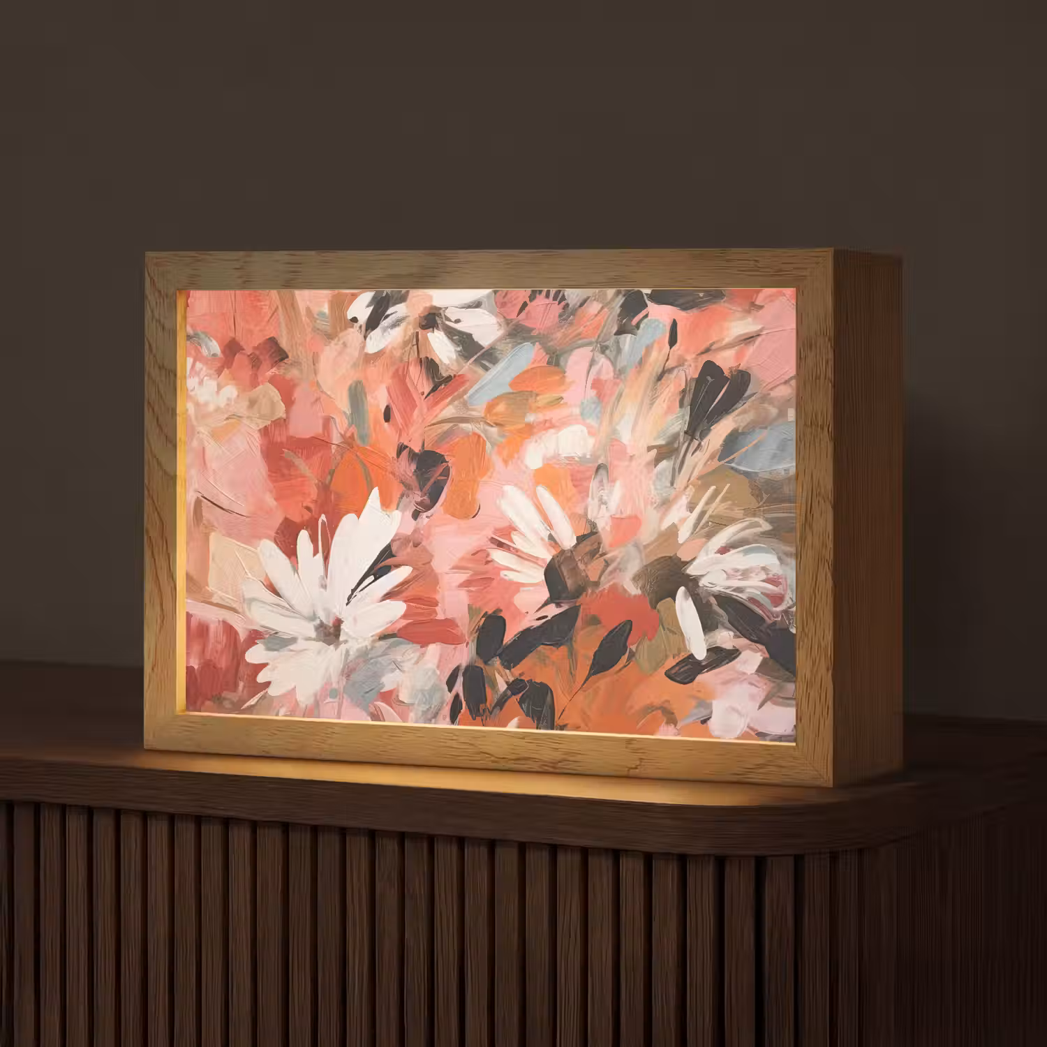 Bloemen - Kunst - Abstract - Verf Light Box met kabel (Tafellamp) klein -z3d_website