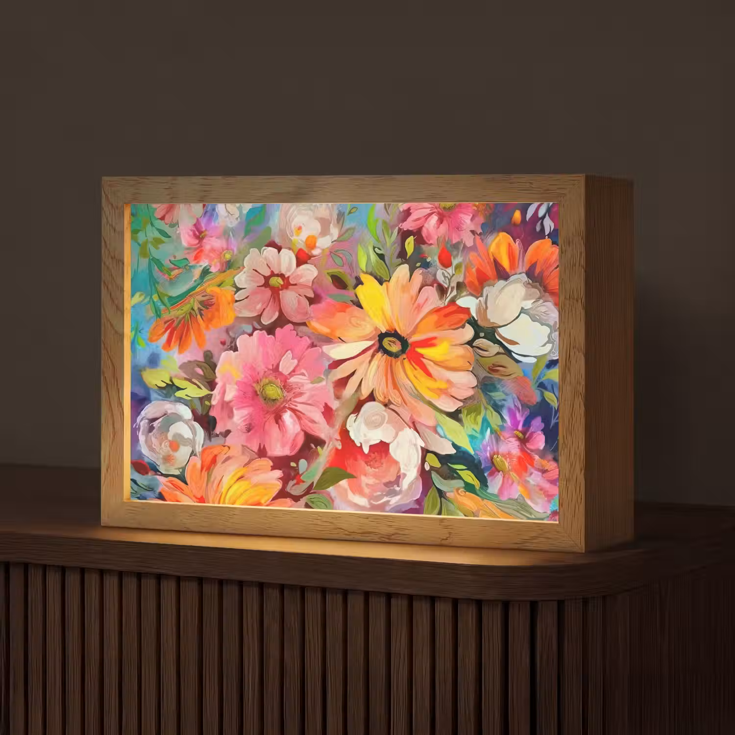 Bloemen - Kunst - Schilderij - Botanisch Light Box met kabel (Tafellamp) klein -z3d_website