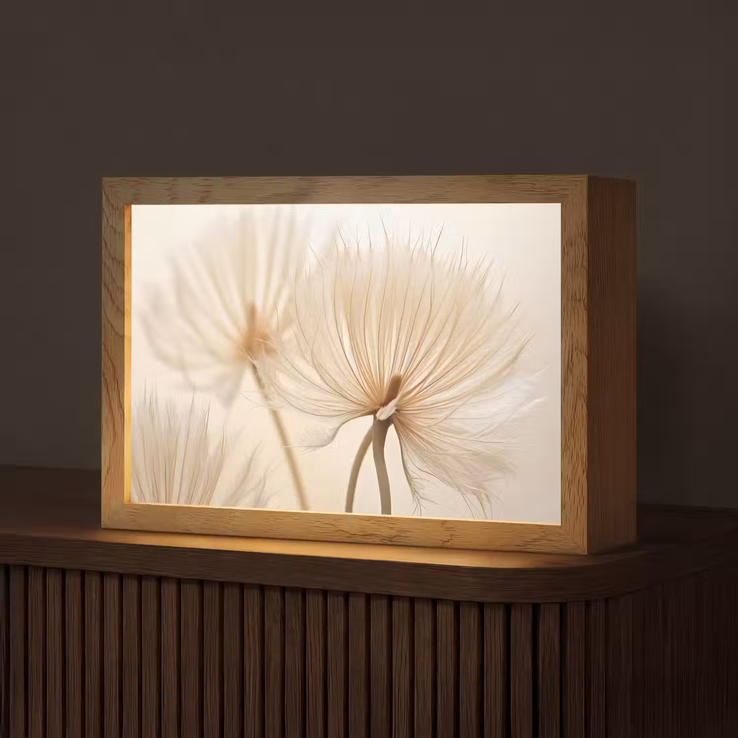 Bloemen - Beige - Natuur Light Box met kabel (Tafellamp) klein -z3d_website