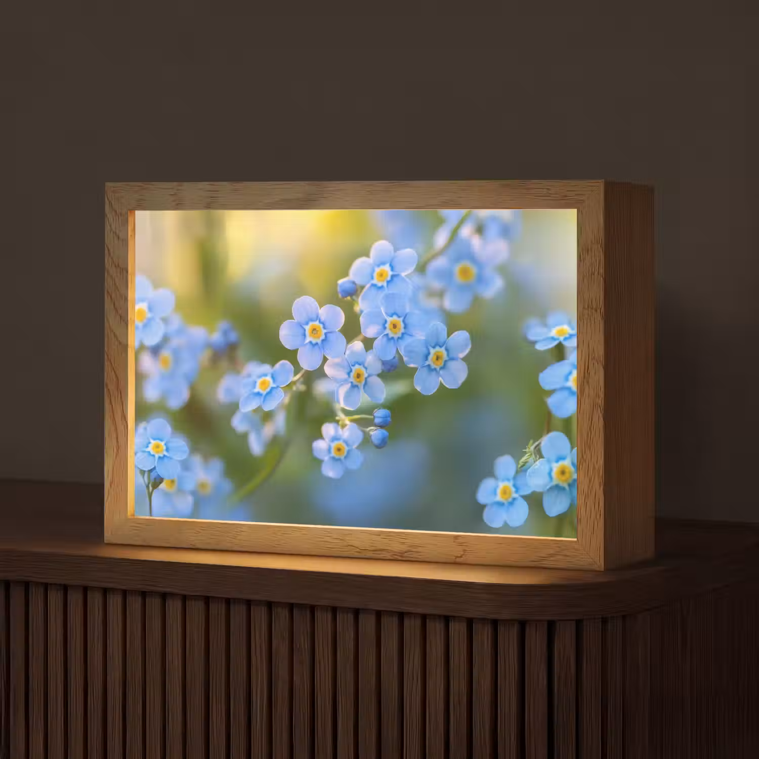 Bloemetjes - Blauw - Vergeet mij nietjes Light Box met kabel (Tafellamp) klein -z3d_website