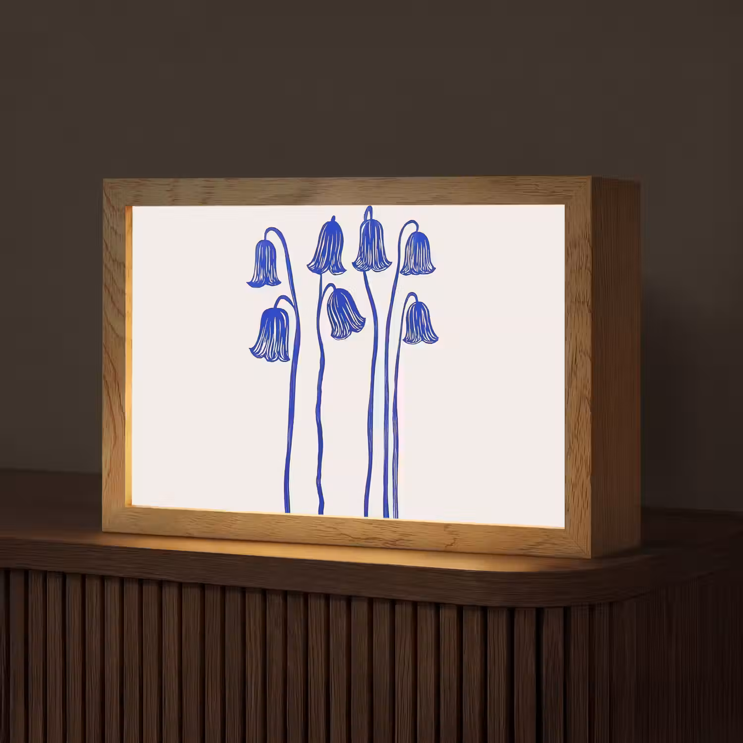Bloemen - Blauw - Lijnen - Bloemblaadjes Light Box met kabel (Tafellamp) klein -z3d_website