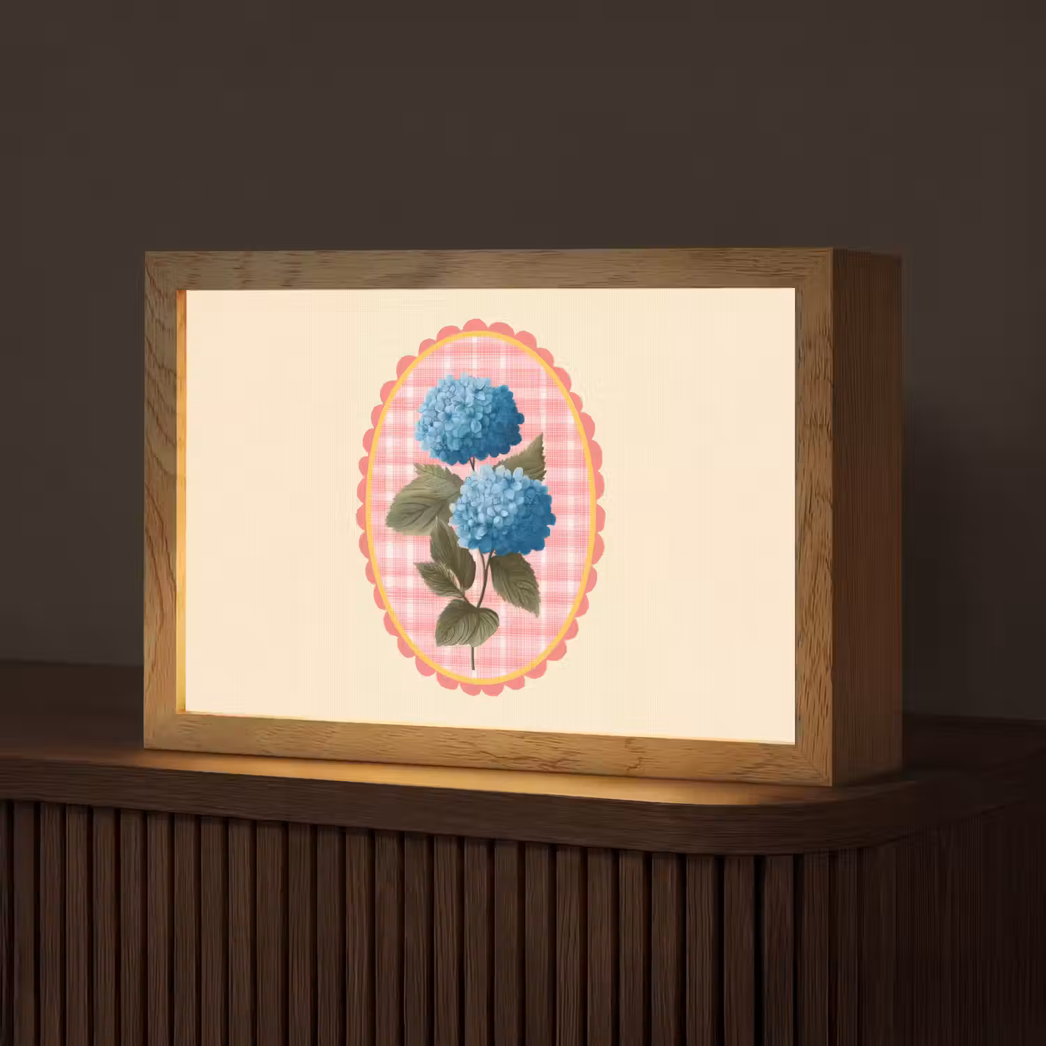 Bloemen - Blauw - Lijst - Bladeren Light Box met kabel (Tafellamp) klein -z3d_website