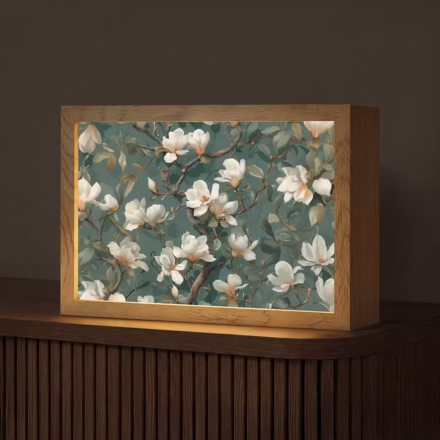 Bloemen - Takken - Wit - Klassiek Light Box met kabel (Tafellamp) klein -z3d_website