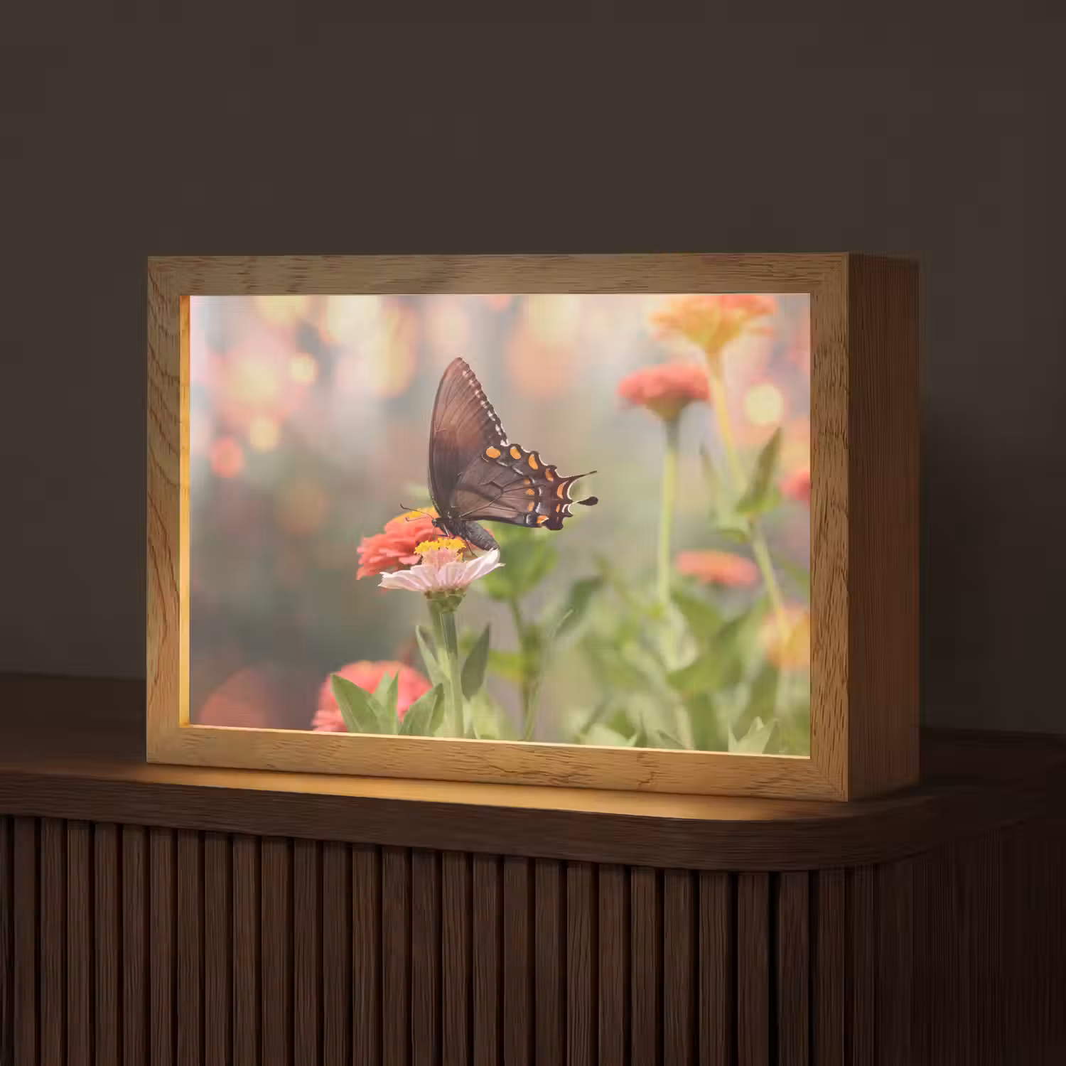 Bloemen - Vlinder - Natuur - Bloem Light Box met kabel (Tafellamp) klein -z3d_website