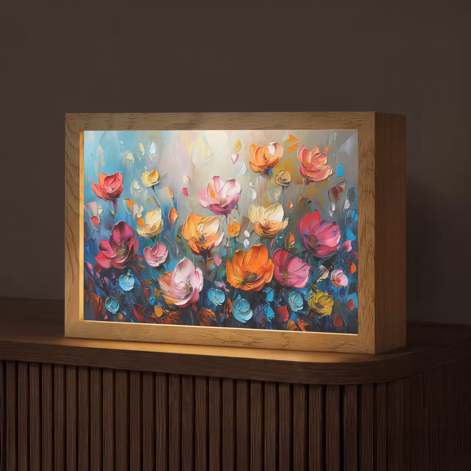 Bloemen - Kleurrijk - Abstract - Verf - Natuur Light Box met kabel (Tafellamp) klein -z3d_website