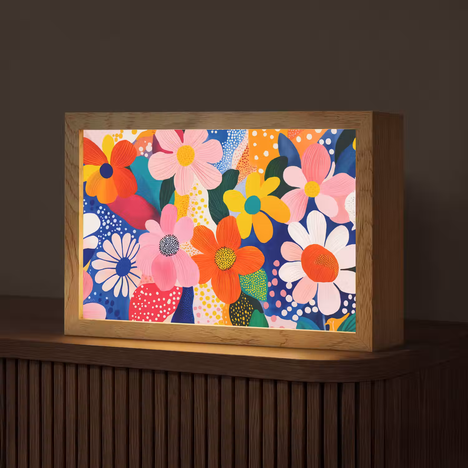 Bloemen - Kleurrijk - Stippen Light Box met kabel (Tafellamp) klein -z3d_website
