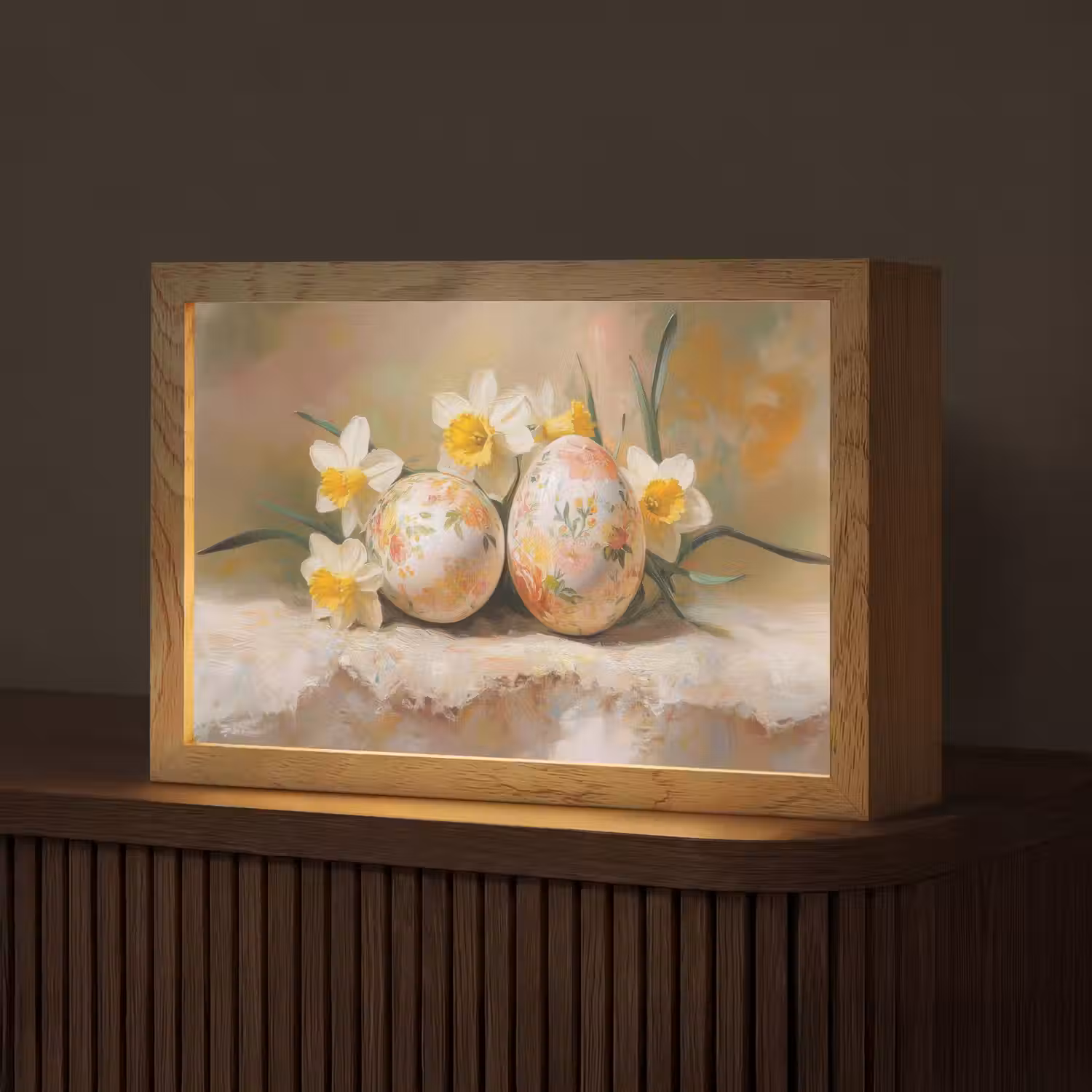 Bloemen - Eieren - Geschilderd Light Box met kabel (Tafellamp) klein -z3d_website