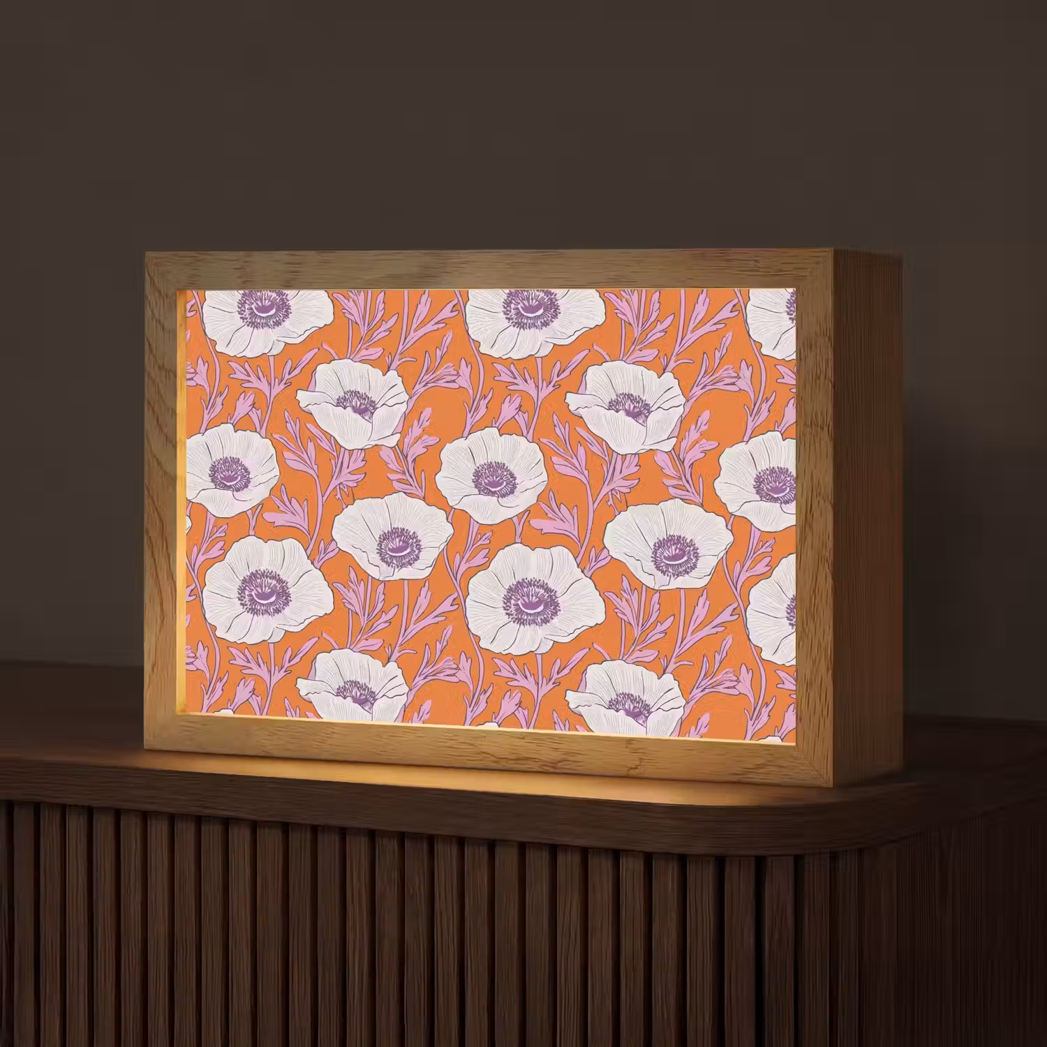 Bloemen - Grafisch - Oranje Light Box met kabel (Tafellamp) klein 924 -z3d_website