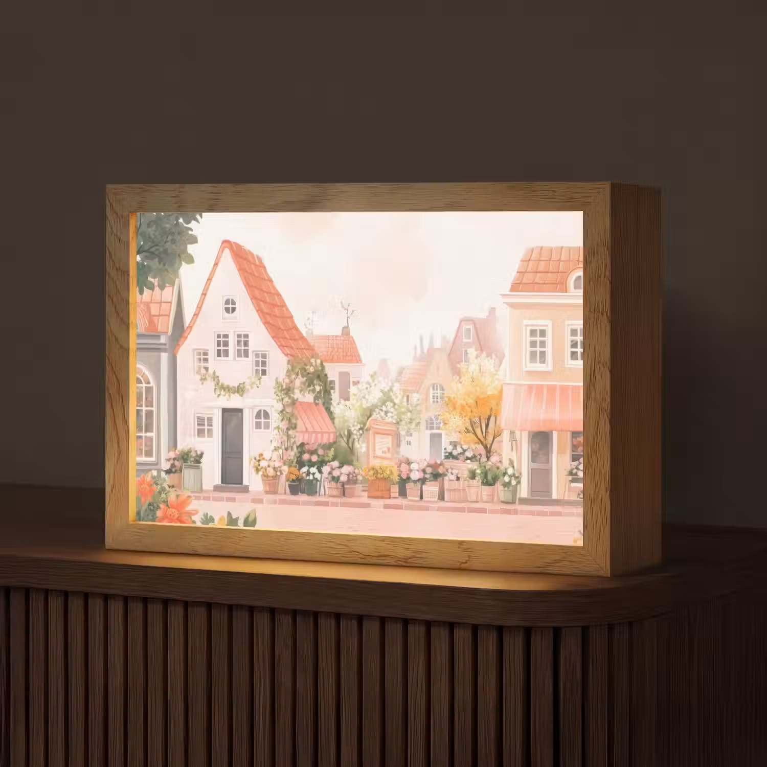 Bloemen - Huizen - Dorp Light Box met kabel (Tafellamp) klein -z3d_website