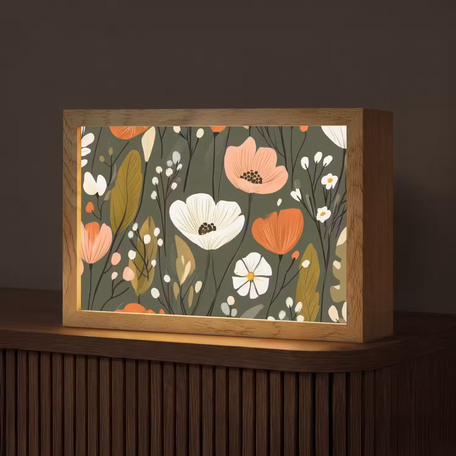 Bloemen - Illustratie - Groen Light Box met kabel (Tafellamp) klein -z3d_website
